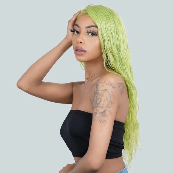New Emerald Green Front Lace Wig 14” main image 6